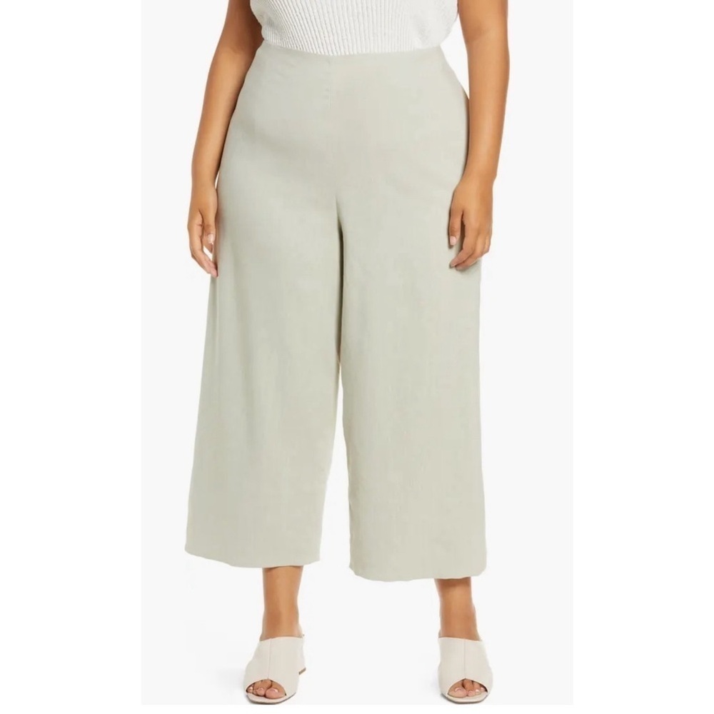 Vince Crop Wide Leg Linen Blend Pants Light Dove Gray Plus Size 20 New NWT